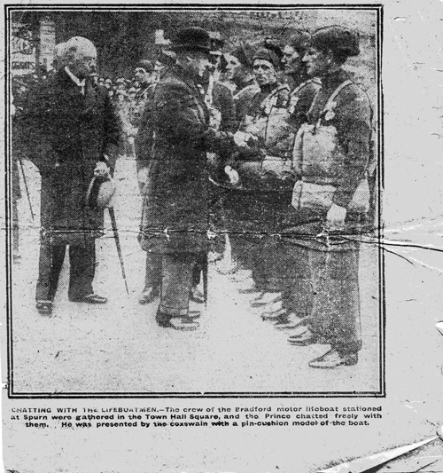 Prince Edward, prince of Wales, visits the crew of the Spurn Lifeboat