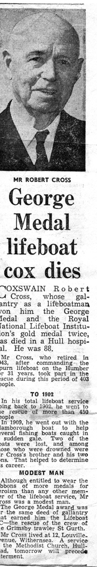 Robert Cross Obit - Newspaper Cutting