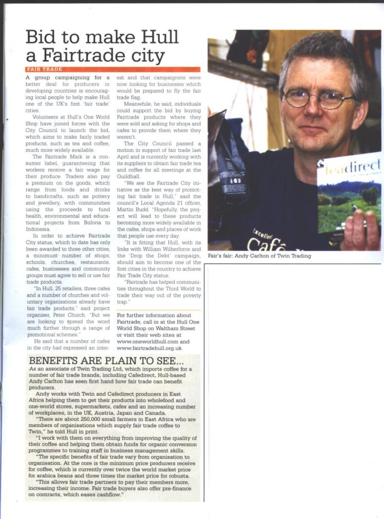 Hull InPrint Fair Trade City Article